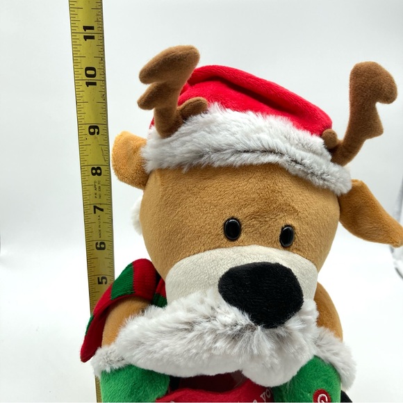 Gemmy Animated Reindeer Mustache Santa Hat Up On The Housetop Plush EUC - Picture 7 of 10